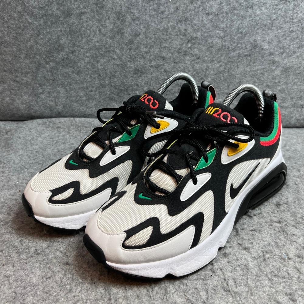 Nike Air Max 200 Rasta Black White Green Gold AQ2568-101 Mens Sneakers Size 8